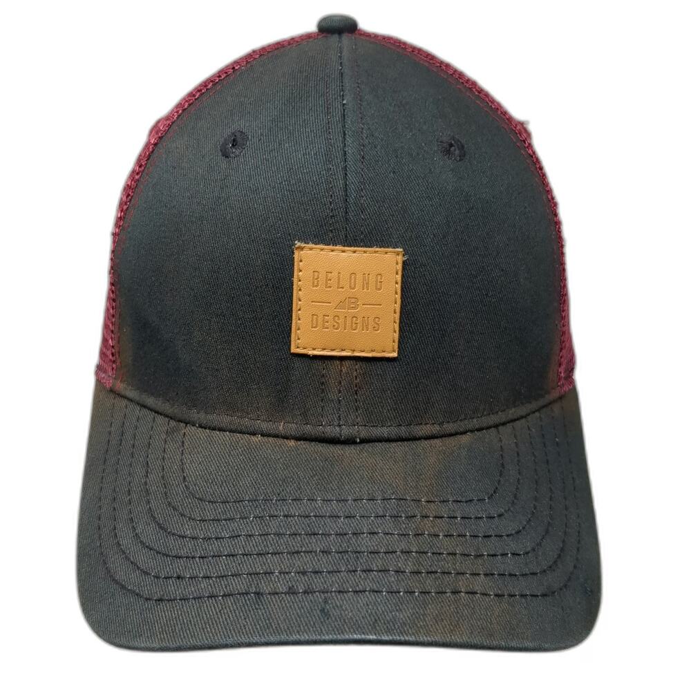 Belong Designs Trucker Hat Black Purple One Size Leather Patch Mesh Snapback